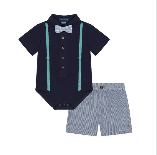 Boys Polo Shirtzie Set (Blue)