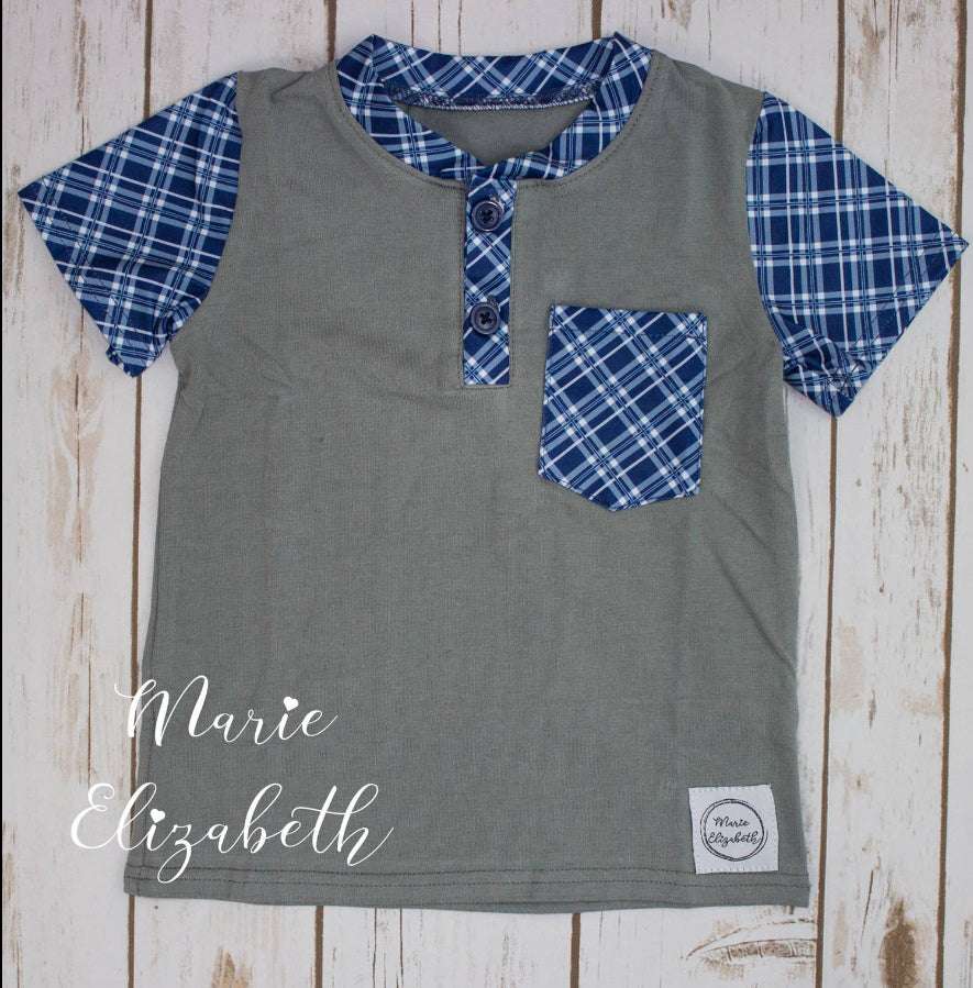 Blue and White Plaid Boy’s Shirt