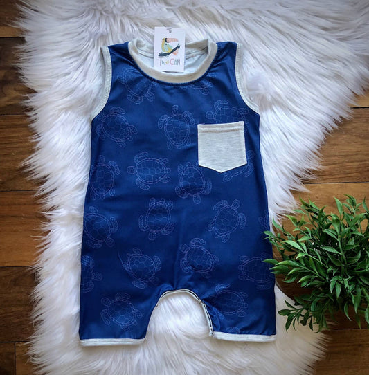 Blue Turtle Boys Romper